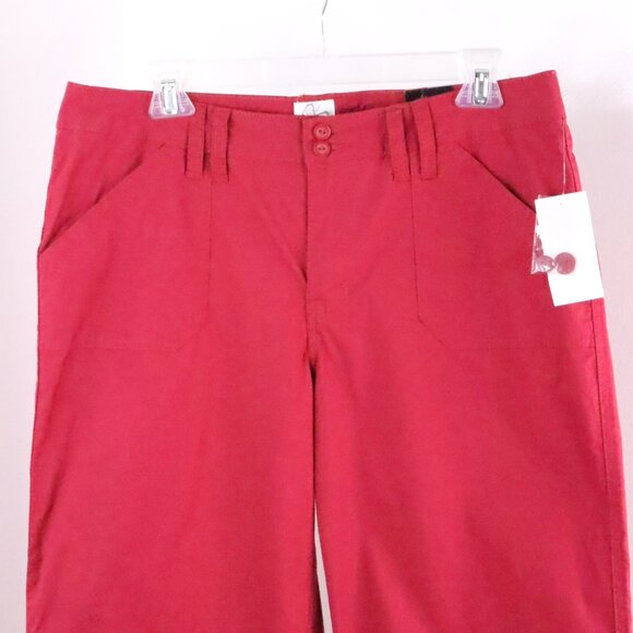 New Fashion Bug Women's 10 Red Cotton Stretch Y2K Drawstring Capri Pants - Picture 2 of 10